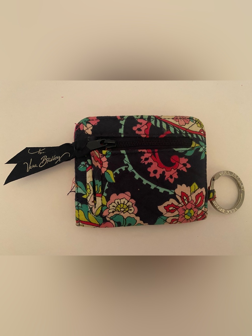 Vera Bradley Small ID Wallet Petal Paisley Floral Mini Keychain Coin Multicolor - Picture 2 of 5